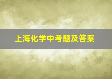 上海化学中考题及答案