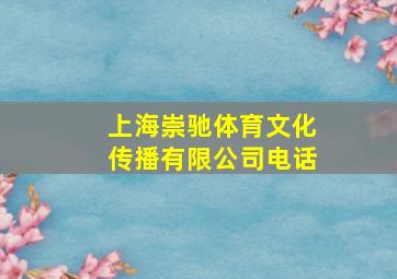 上海崇驰体育文化传播有限公司电话