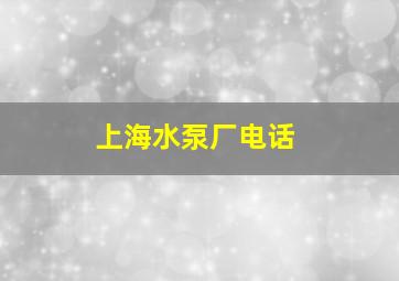 上海水泵厂电话