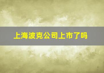 上海波克公司上市了吗