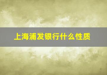 上海浦发银行什么性质