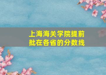 上海海关学院提前批在各省的分数线