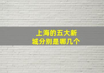 上海的五大新城分别是哪几个