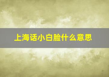 上海话小白脸什么意思