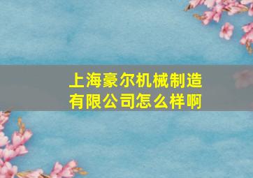 上海豪尔机械制造有限公司怎么样啊