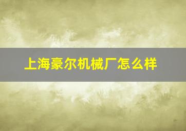 上海豪尔机械厂怎么样