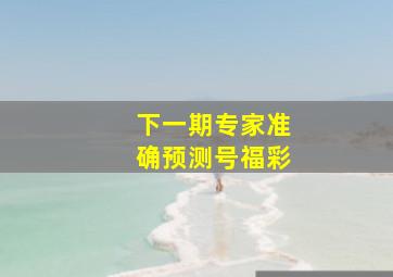 下一期专家准确预测号福彩