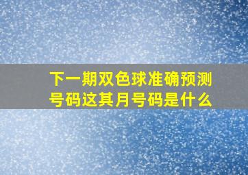 下一期双色球准确预测号码这其月号码是什么