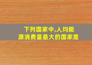 下列国家中,人均能源消费量最大的国家是