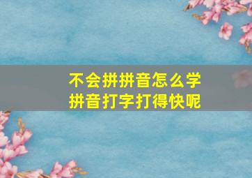 不会拼拼音怎么学拼音打字打得快呢