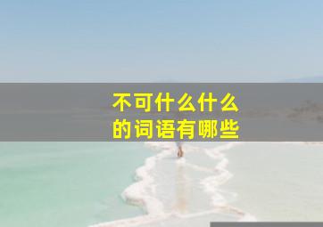 不可什么什么的词语有哪些