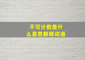 不可计数是什么意思解释词语