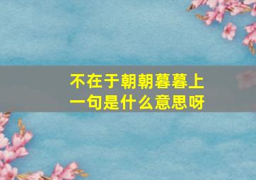 不在于朝朝暮暮上一句是什么意思呀