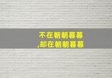 不在朝朝暮暮,却在朝朝暮暮