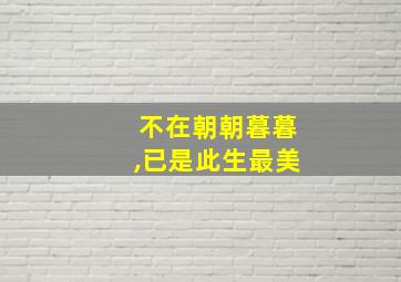 不在朝朝暮暮,已是此生最美