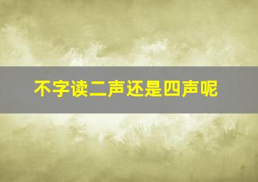 不字读二声还是四声呢