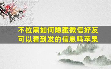 不拉黑如何隐藏微信好友可以看到发的信息吗苹果