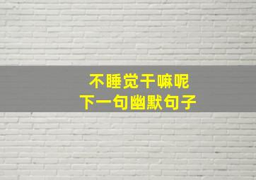 不睡觉干嘛呢下一句幽默句子