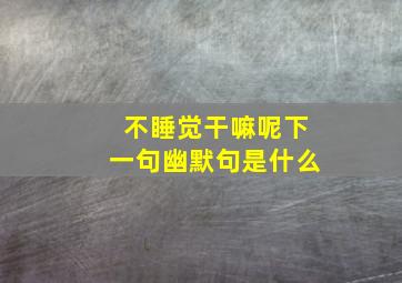 不睡觉干嘛呢下一句幽默句是什么