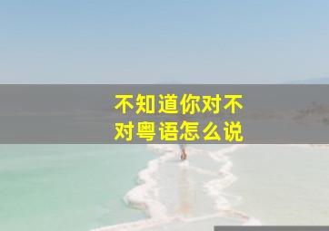 不知道你对不对粤语怎么说