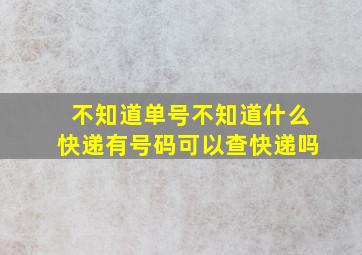 不知道单号不知道什么快递有号码可以查快递吗