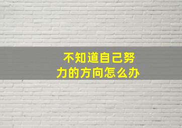 不知道自己努力的方向怎么办