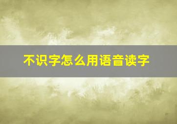 不识字怎么用语音读字