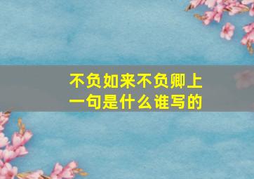 不负如来不负卿上一句是什么谁写的