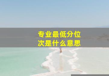 专业最低分位次是什么意思