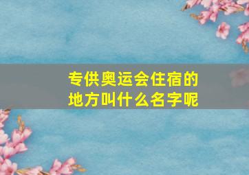 专供奥运会住宿的地方叫什么名字呢