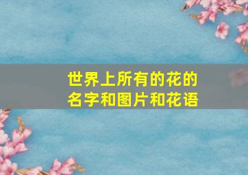 世界上所有的花的名字和图片和花语