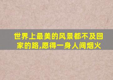 世界上最美的风景都不及回家的路,愿得一身人间烟火