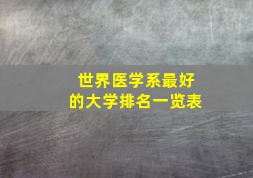 世界医学系最好的大学排名一览表