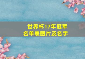 世界杯17年冠军名单表图片及名字