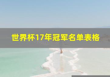 世界杯17年冠军名单表格