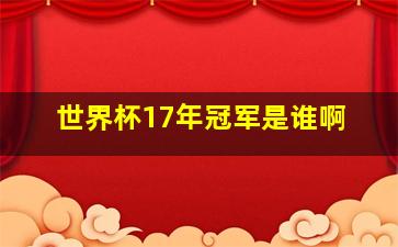 世界杯17年冠军是谁啊