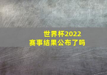 世界杯2022赛事结果公布了吗