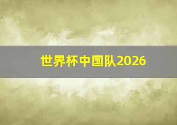 世界杯中国队2026