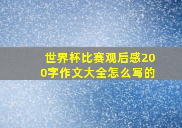 世界杯比赛观后感200字作文大全怎么写的