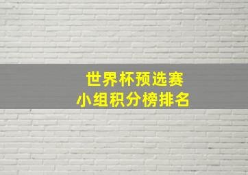 世界杯预选赛小组积分榜排名