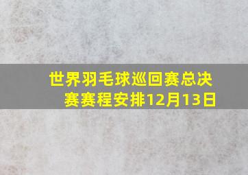 世界羽毛球巡回赛总决赛赛程安排12月13日