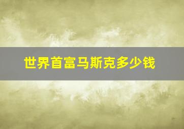 世界首富马斯克多少钱