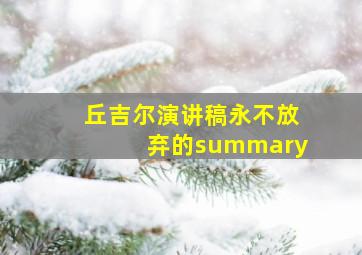 丘吉尔演讲稿永不放弃的summary