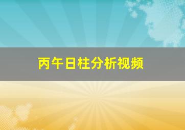 丙午日柱分析视频