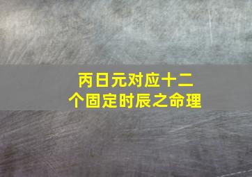 丙日元对应十二个固定时辰之命理