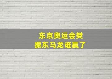 东京奥运会樊振东马龙谁赢了