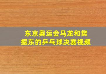 东京奥运会马龙和樊振东的乒乓球决赛视频