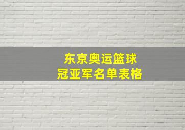 东京奥运篮球冠亚军名单表格