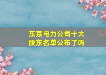 东京电力公司十大股东名单公布了吗