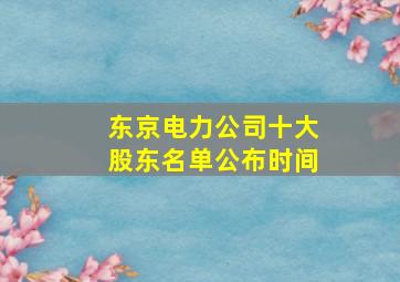 东京电力公司十大股东名单公布时间